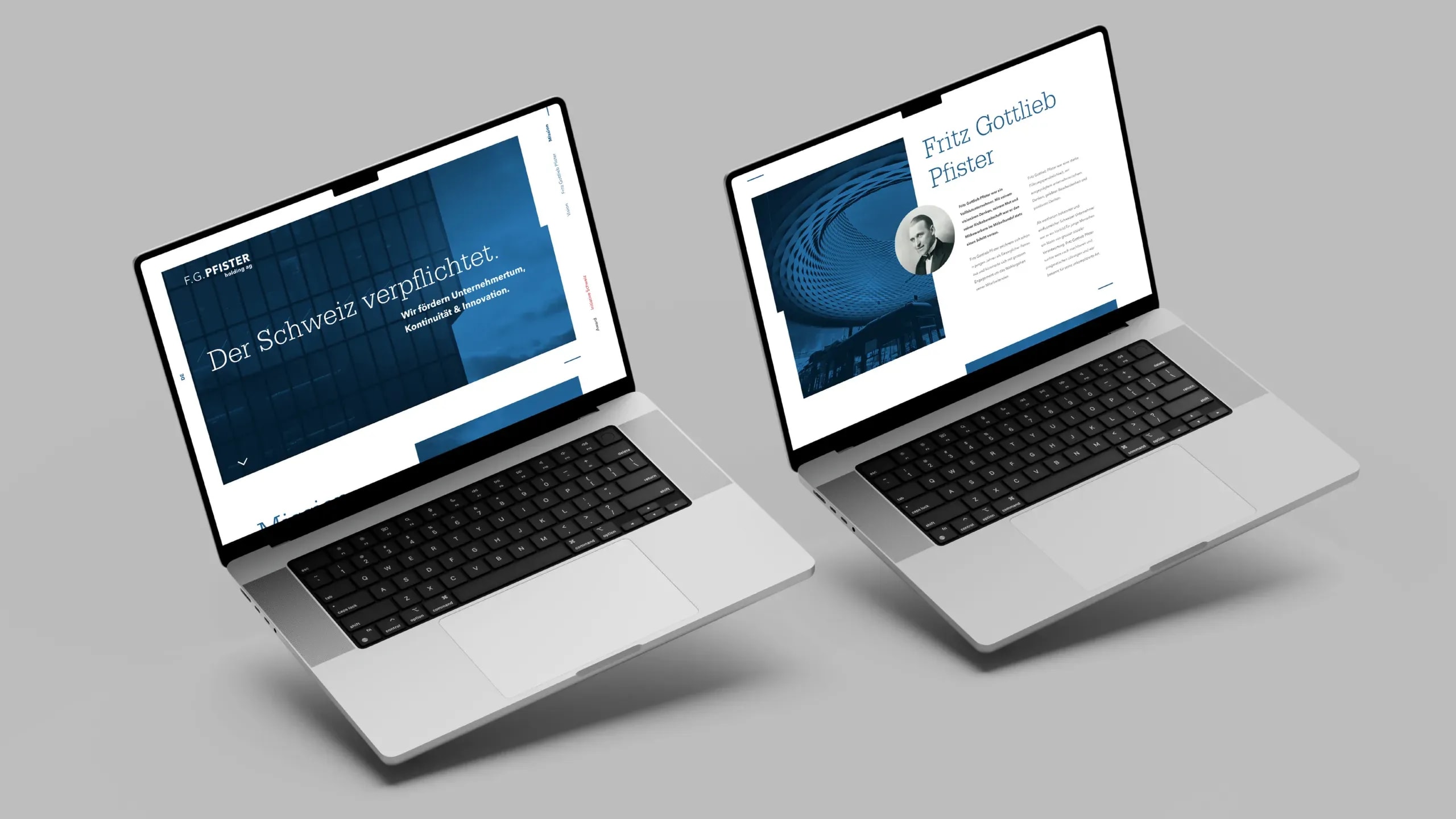 Bild aus dem Projekt «F.G. Pfister Holding AG – Branding, Subbrands & Website» für F.G. Pfister Holding AG